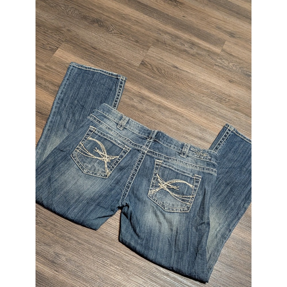 Silver Jeans Tuesday Capri W32 L1419SDA219 Medium Wash Distressed Denim